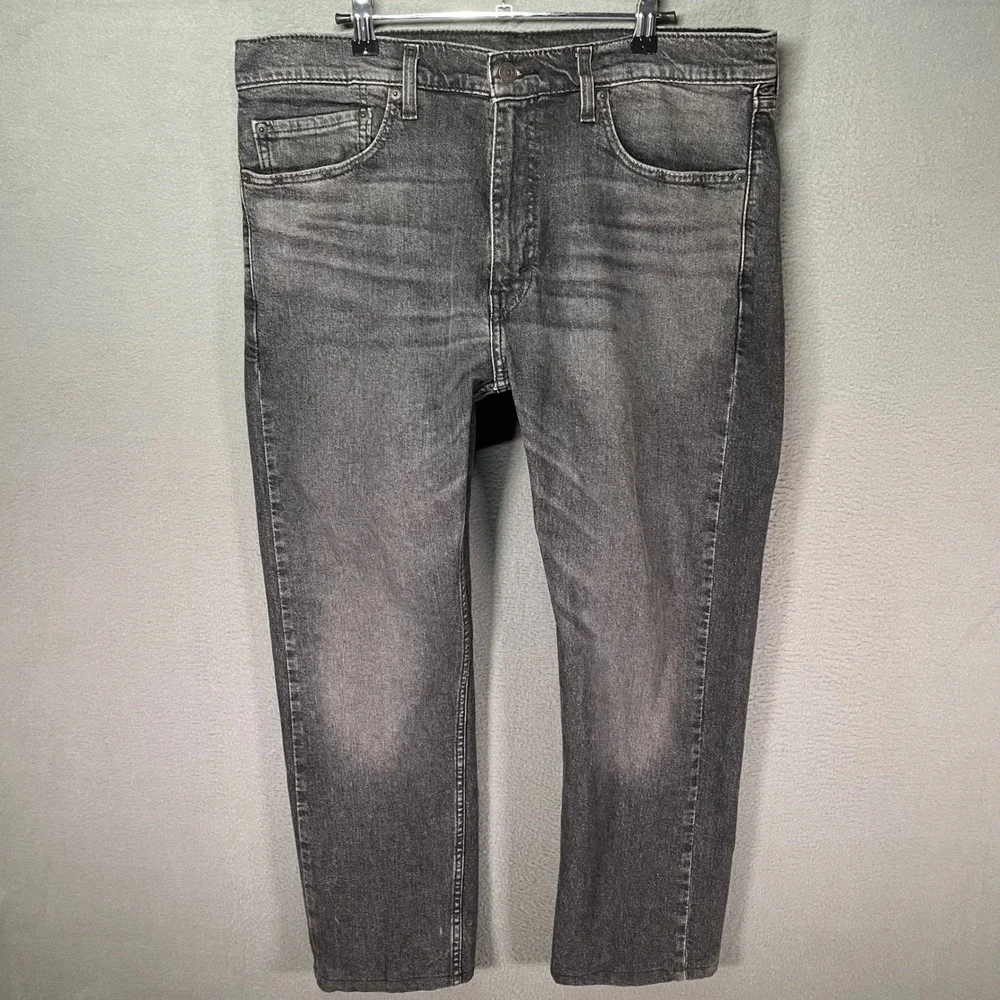 Levis 505 Jeans Mens 36x29 Black Straight Leg Denim Faded (Hemmed‎ 36x26)